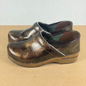 Dansko Brown Crackle Clogs Shoes Womens 7.5/8 EU 38 Casual Comfort Slip On